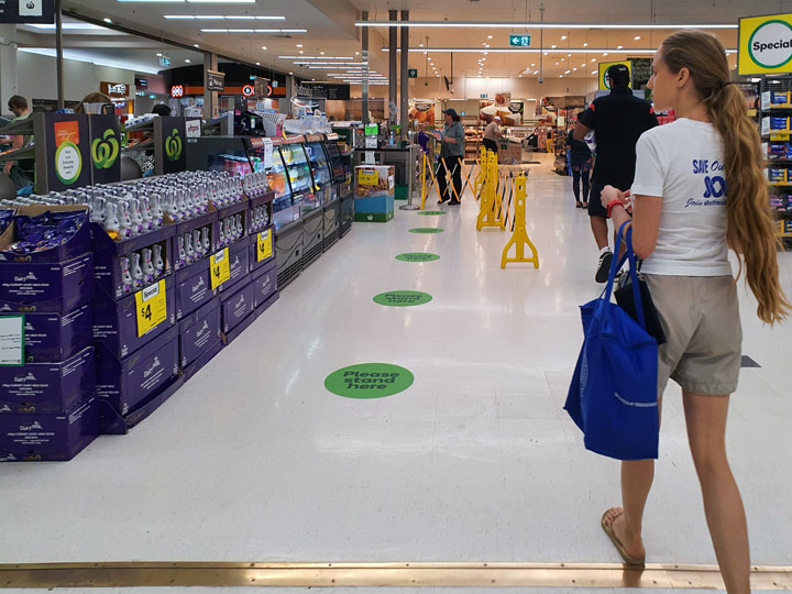 Social distancing measures at Woolworths