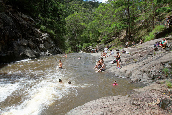 People swimming in the cold water