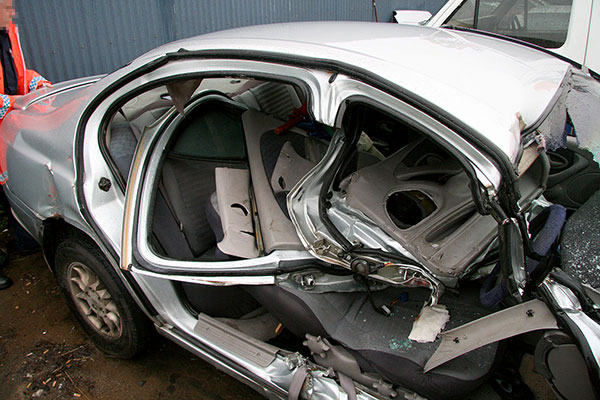 Ned’s car after he was cut out of it