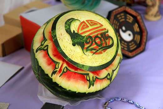 Watermelon Carvings for the year of the goat at Chinatown Mall