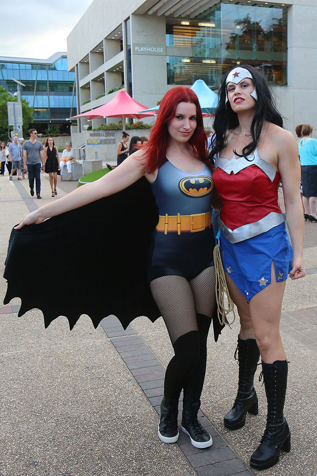 Batwoman and Wonderwoman at Neon Pop