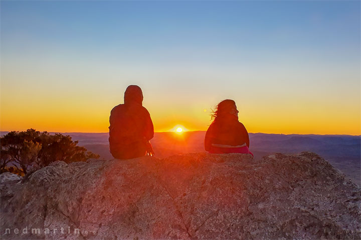 Bronwen & Carissa watching the sun rise from Mt Maroon