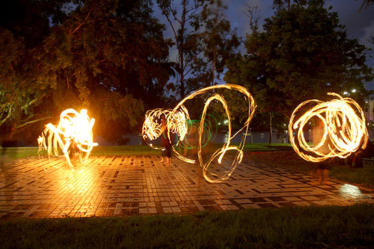 Fire-twirling at Sunset Gathering