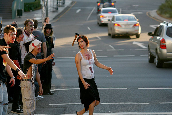 Zombies try their luck at hitchhiking