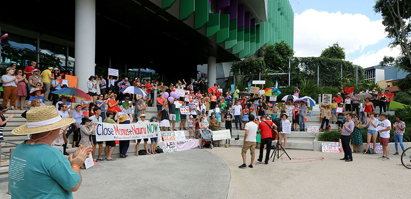 The first rally of the vigil for Baby Asha at the Lady Cilento Children’s Hospital