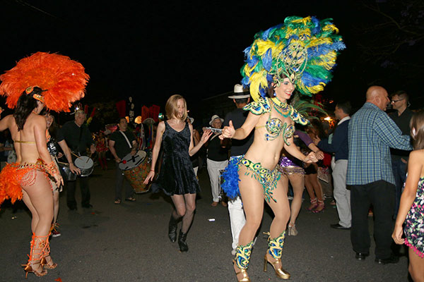 Bronwen dancing in the Fiesta Latina parade