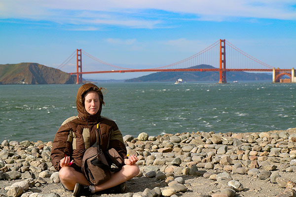 Bronwen, Eagle Point Labyrinth, and the Golden Gate Bridge
