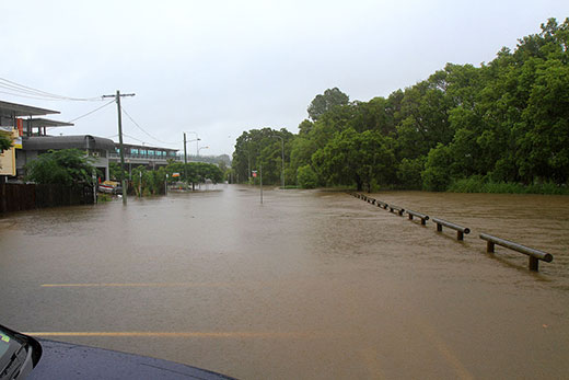 Car parks under water at Stones Corner