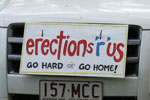 “erections ‘r’ us – Go Hard or Go Home”–the Signology car