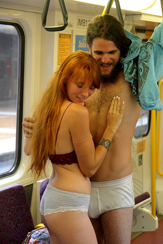 This couple overdid it a little at Brisbane “No Pants Subway Ride”