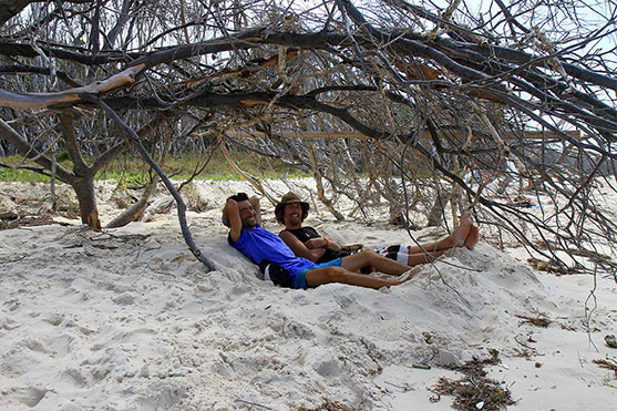 Volunteers relaxing on the beach