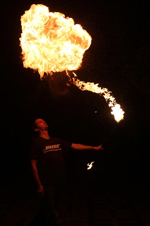Fire breathing at Sunset Gathering