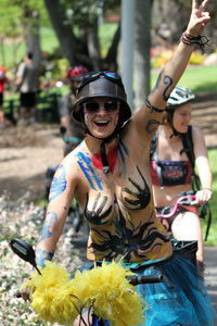 Cyclist, World Naked Bike Ride, Brisbane