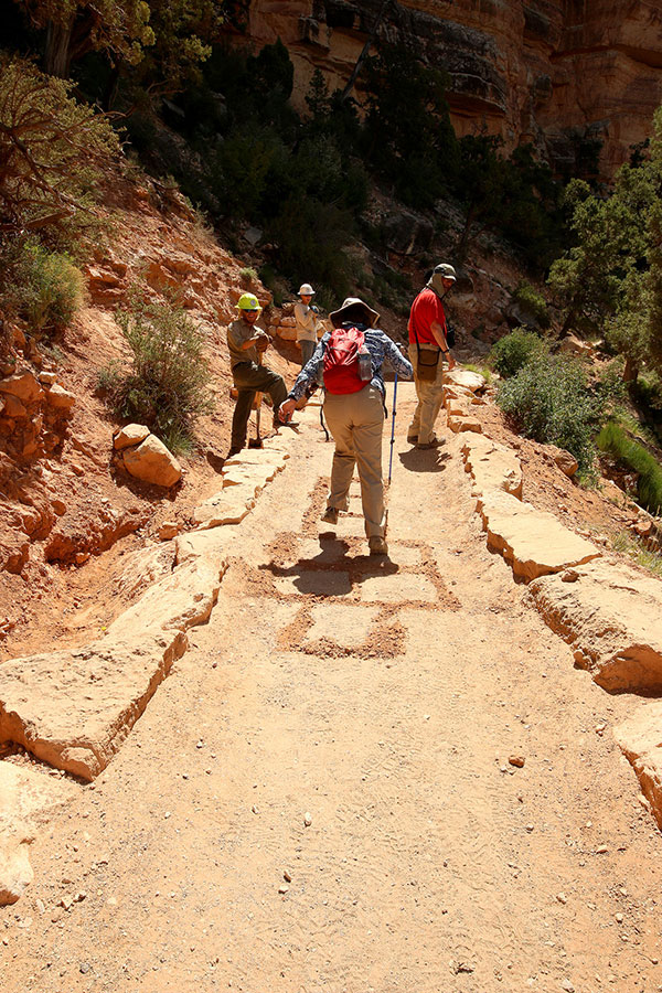 Playing hopscotch on the walk down into the Grand Canyon