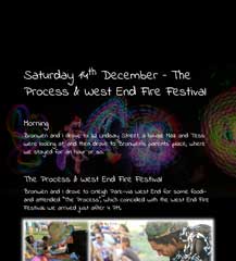 Bronwen & I look at a house with Maz & Tess then go to The Process & West End Fire Festival.