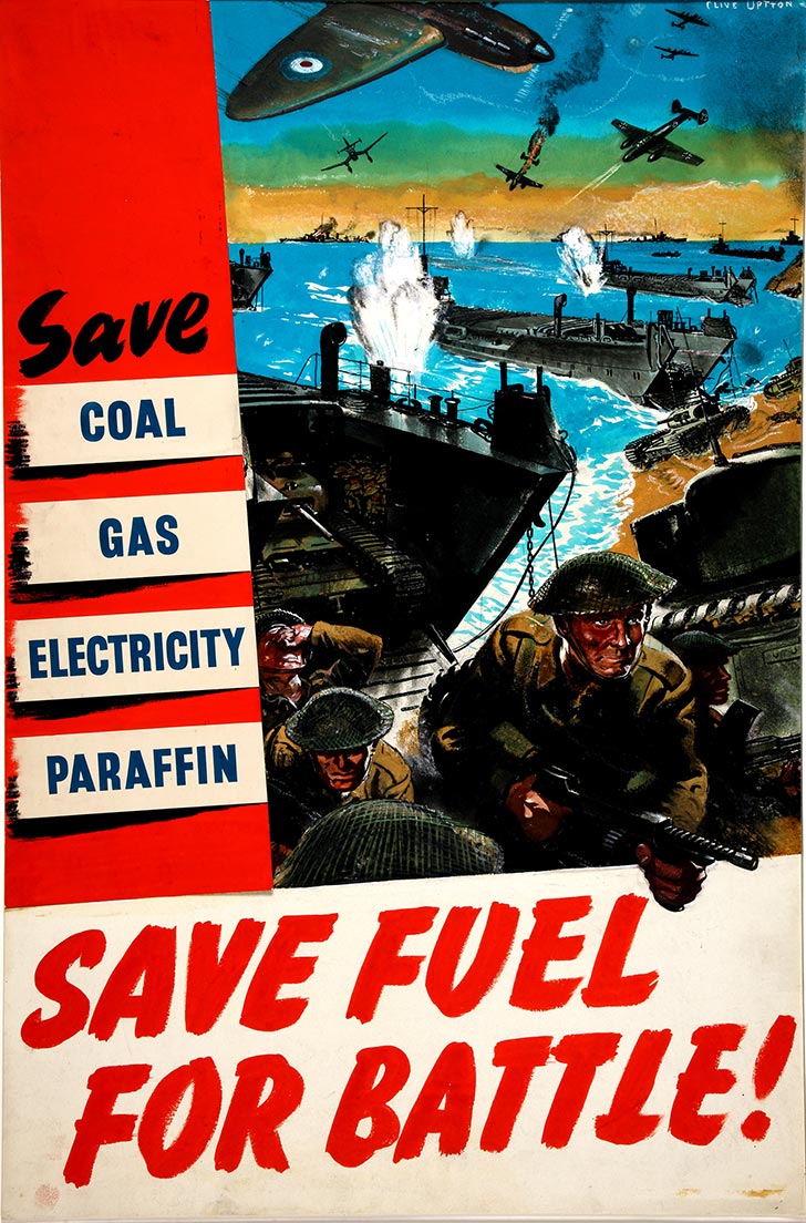 INF3 191 Fuel Economy Save fuel for battle (beach landing scene) Artist Clive Uptton