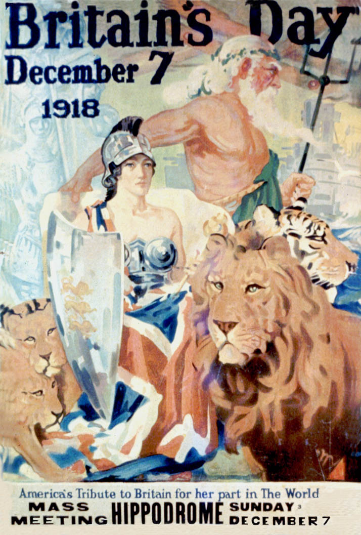 Lions, Britannia, and Poseidon figure prominently