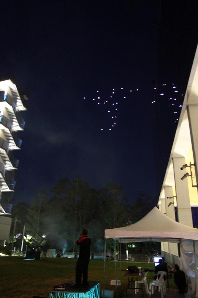 The drones arrive at Robotronica, QUT Gardens Point Campus