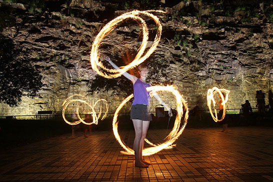 Bronwen fire-twirling