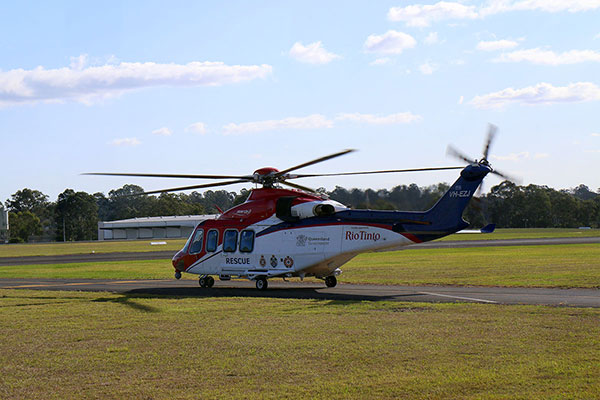EMQ rescue helicopter at Archerfield Airport