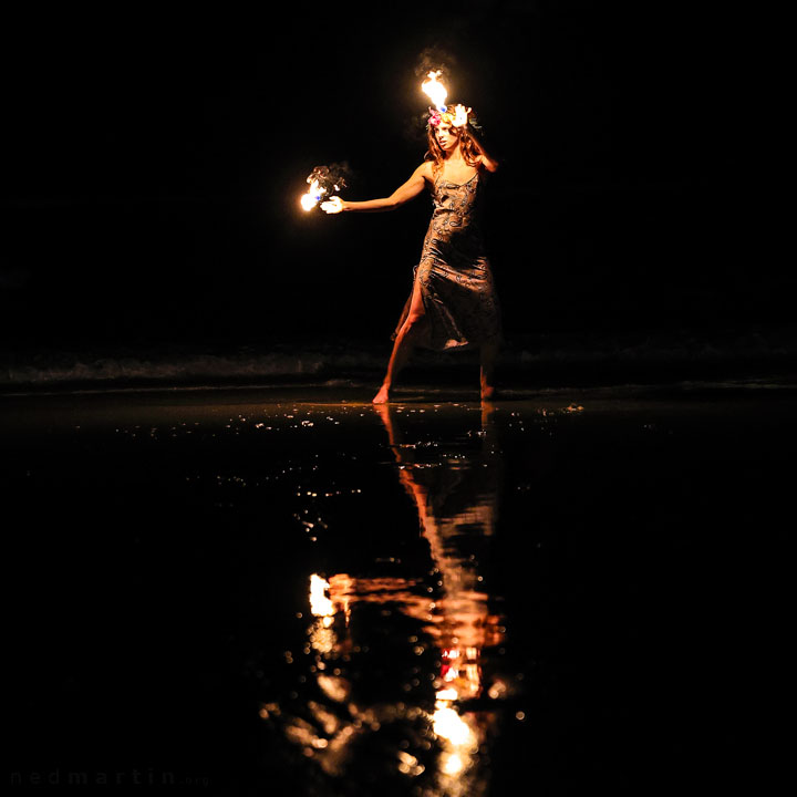 Fire twirling at Burleigh Bongos