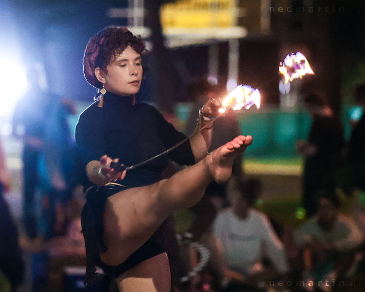 Fire twirling at Burleigh Bongos