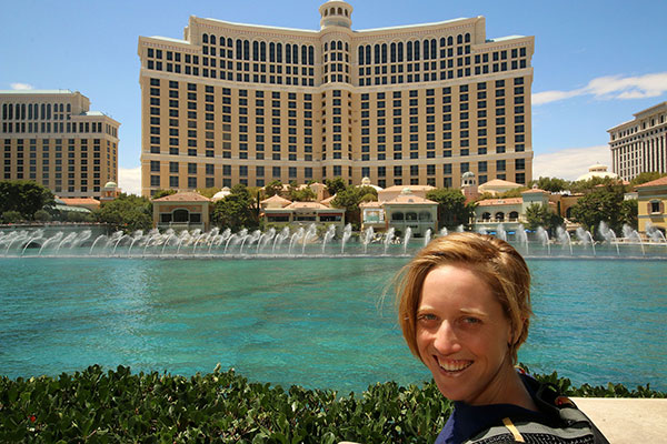 Bronwen enjoying the fountain display at The Bellagio, Las Vegas
