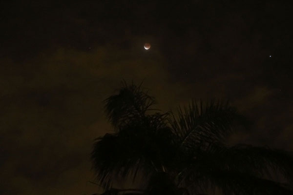 The lunar eclipse through clouds