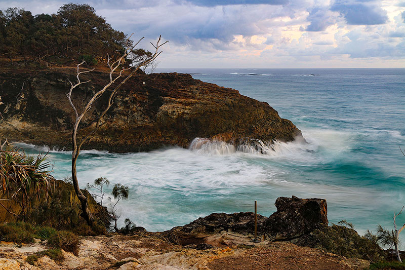 Waves crashing onto the coast