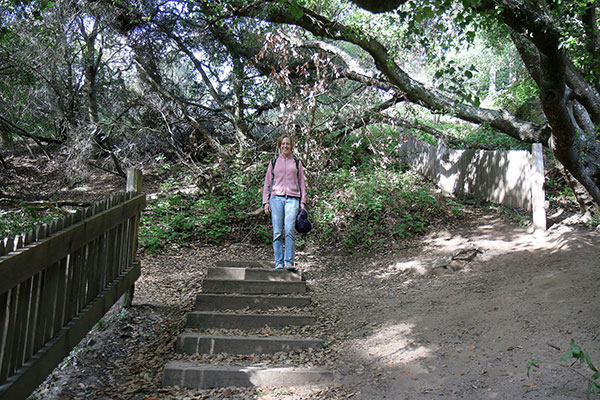 Bronwen on the San Andreas Fault. The fence used to be straight.