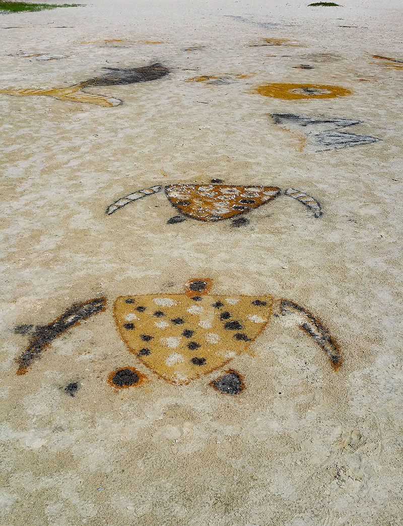 Beach sand paintings