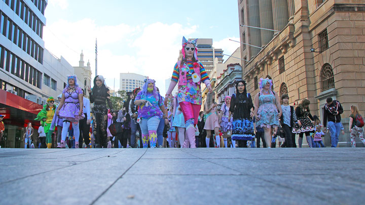 The Brisbane Harajuku Fashion Walk 2019, walking through Brisbane to South Bank
