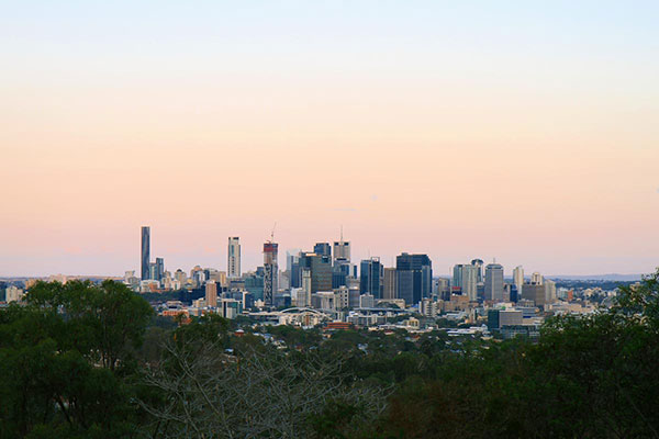 Brisbane CBD seen from Mount Coot-Tha Botanic Gardens