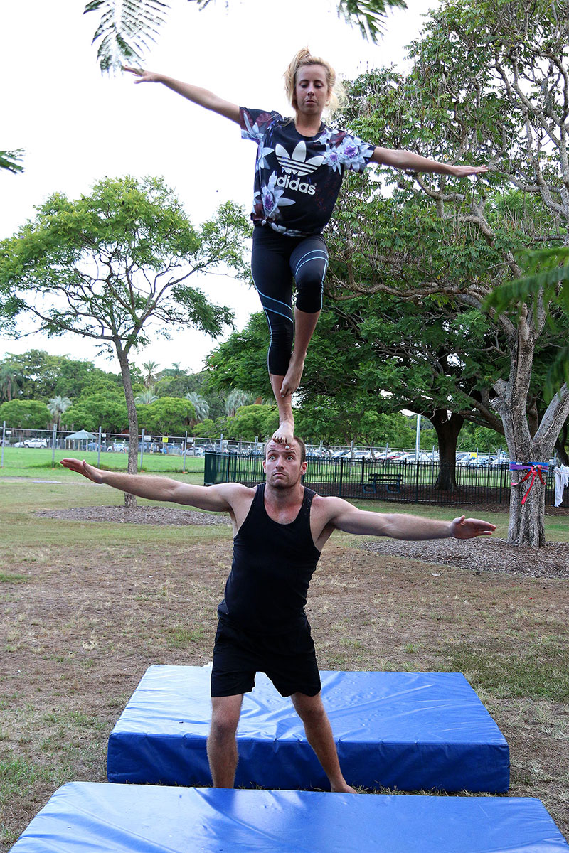 Dom unsure what to do after being surprised to find someone on his head