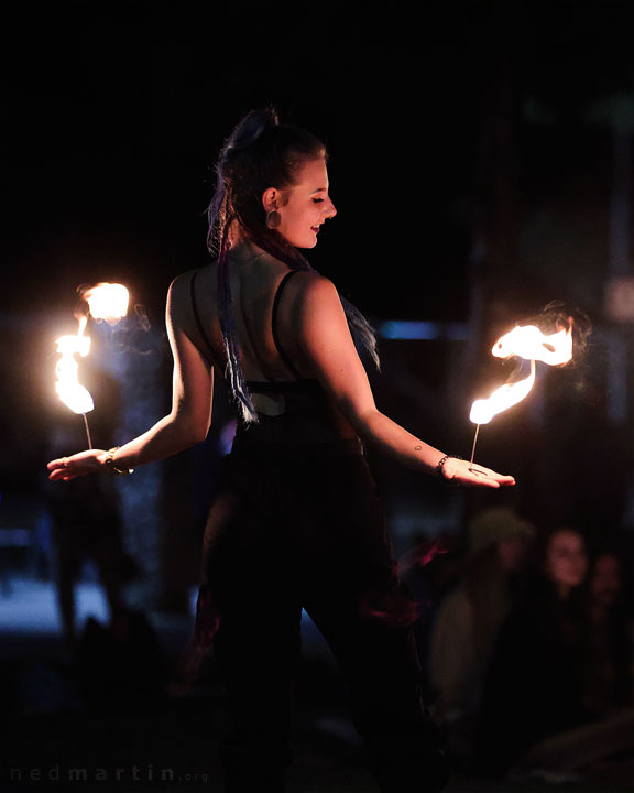 Fire twirling at Burleigh Bongos