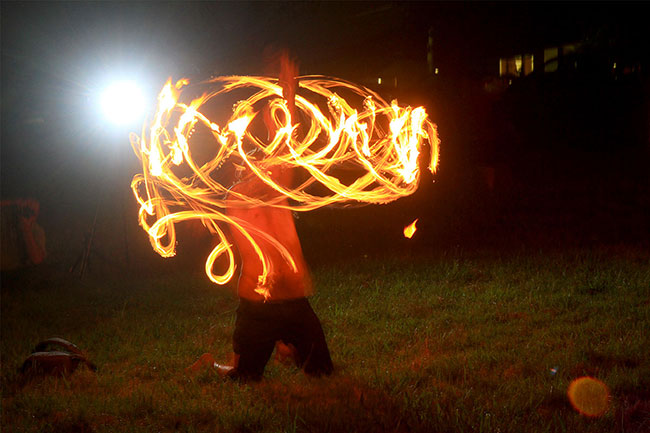 Stealing light from someone else’s flash at West End Fire Festival