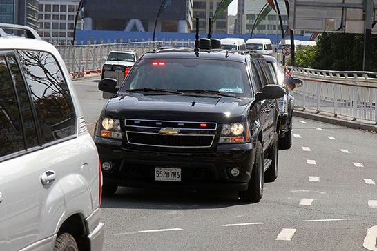 We get to the America part of Obama’s motorcade