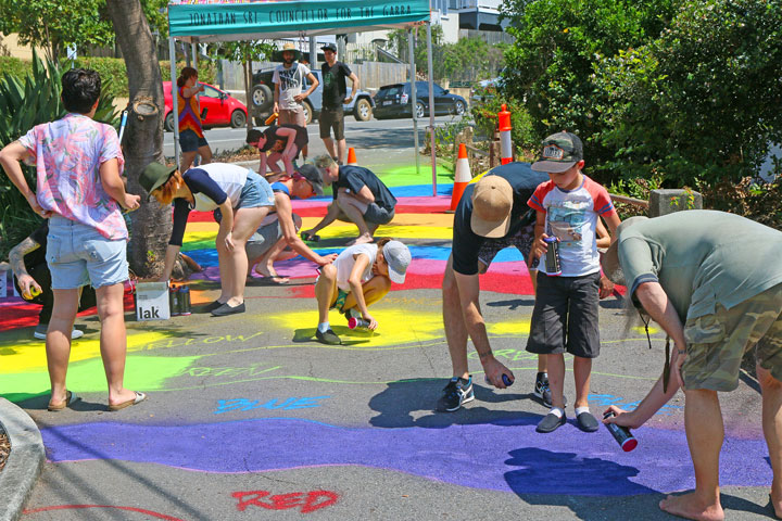 Paint Rainbows on the Footpath, Corner of Besant St and Vulture St, West End
