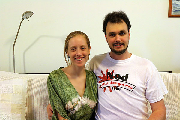 Bronwen and Ned in his best birthday shirt