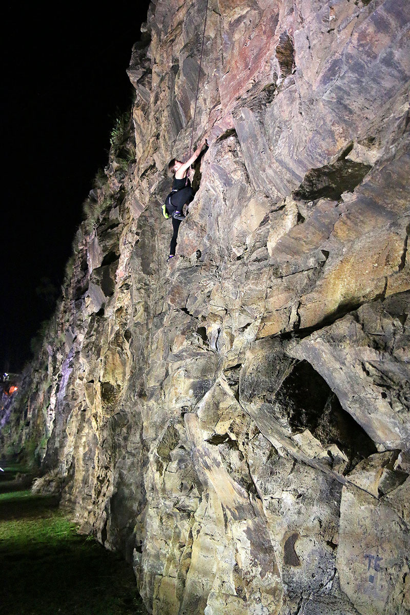 Tegan climbing Kangaroo Point for the first time