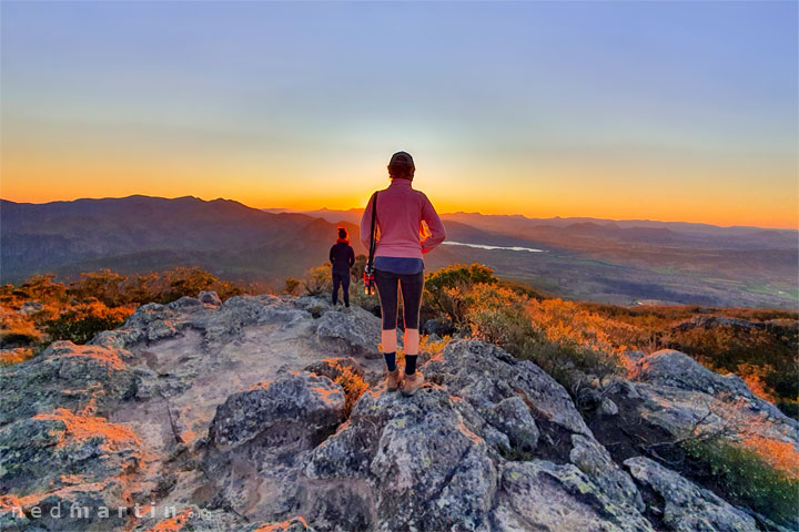 Bronwen & Carissa watching the sunset from Mt Maroon