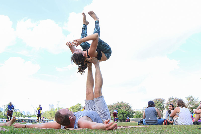 A woman crash landing