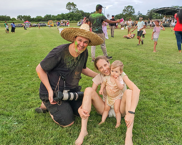 Ned, Bronwen, Chloe, Brisbane Colourfest 2024 - Festival of Colours