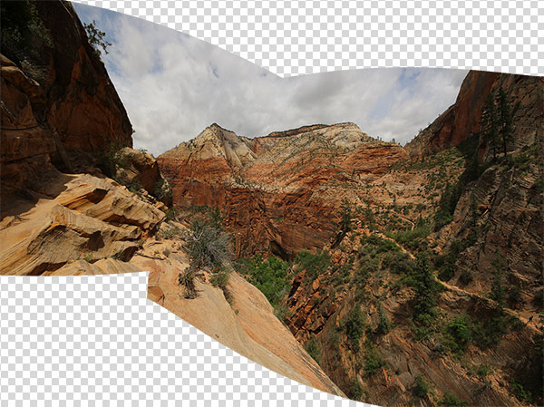 A panorama showing the pathway to Hidden Canyon
