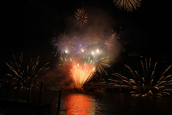 Another type of firework I hadn't seen, where the barge spat fireworks out onto the water which then went off at water level