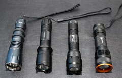 My 18650 torches: Sky Ray XM-L T6, P-Rocket XML, Ultrafire 502B, Trustfire Z3 “zoomable”