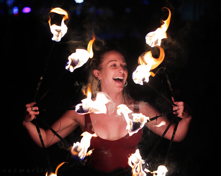 Fire twirling at Burleigh Bongos