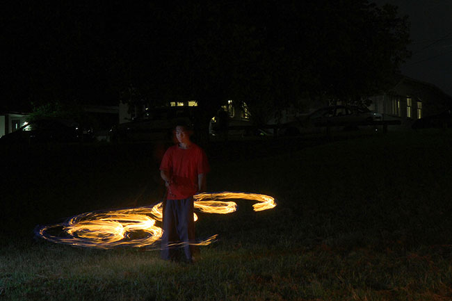 An interesting way of fire twirling