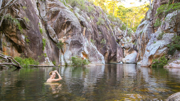 Bronwen swimming at Lower Portals