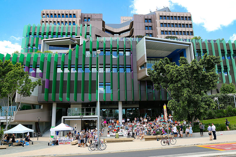 The first rally of the vigil for Baby Asha at the Lady Cilento Children’s Hospital